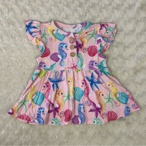 Posh Peanut Seahorse Dress Size 6-12 Months Pink Purple Blue Seashells Sea Stars